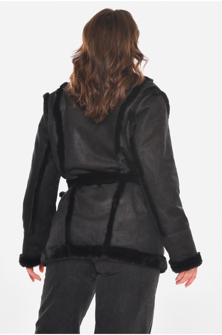 Дублянка жіноча демісезонна чорного кольору 212577