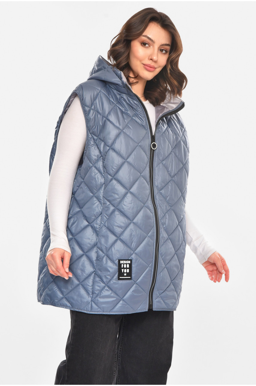 Жилетка женская батал синего  цвета 212584