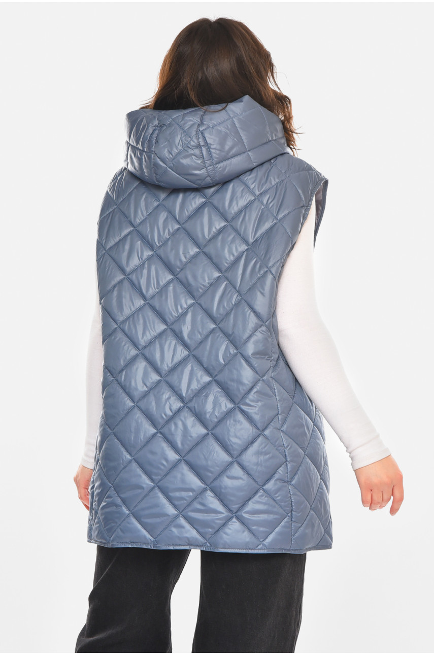 Жилетка женская батал синего цвета 212584 Жилетка женская батал синего цвета 212584