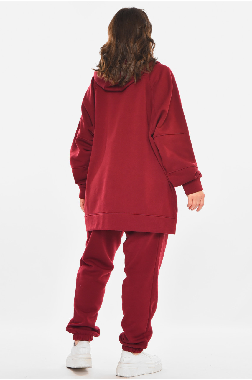 Спортивний жіночий костюм на флісі бордового кольору 212585