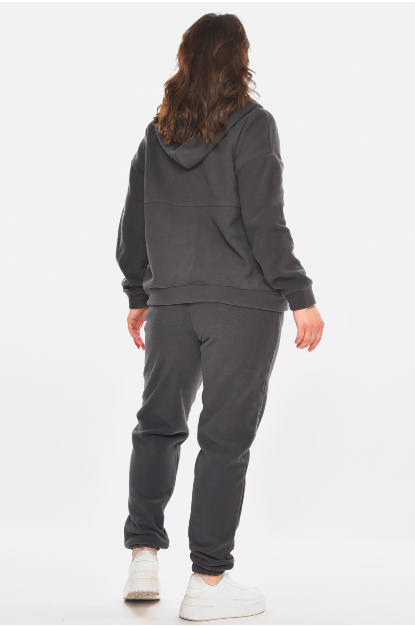 Костюм женский на флисе однотонный серого цвета 212587