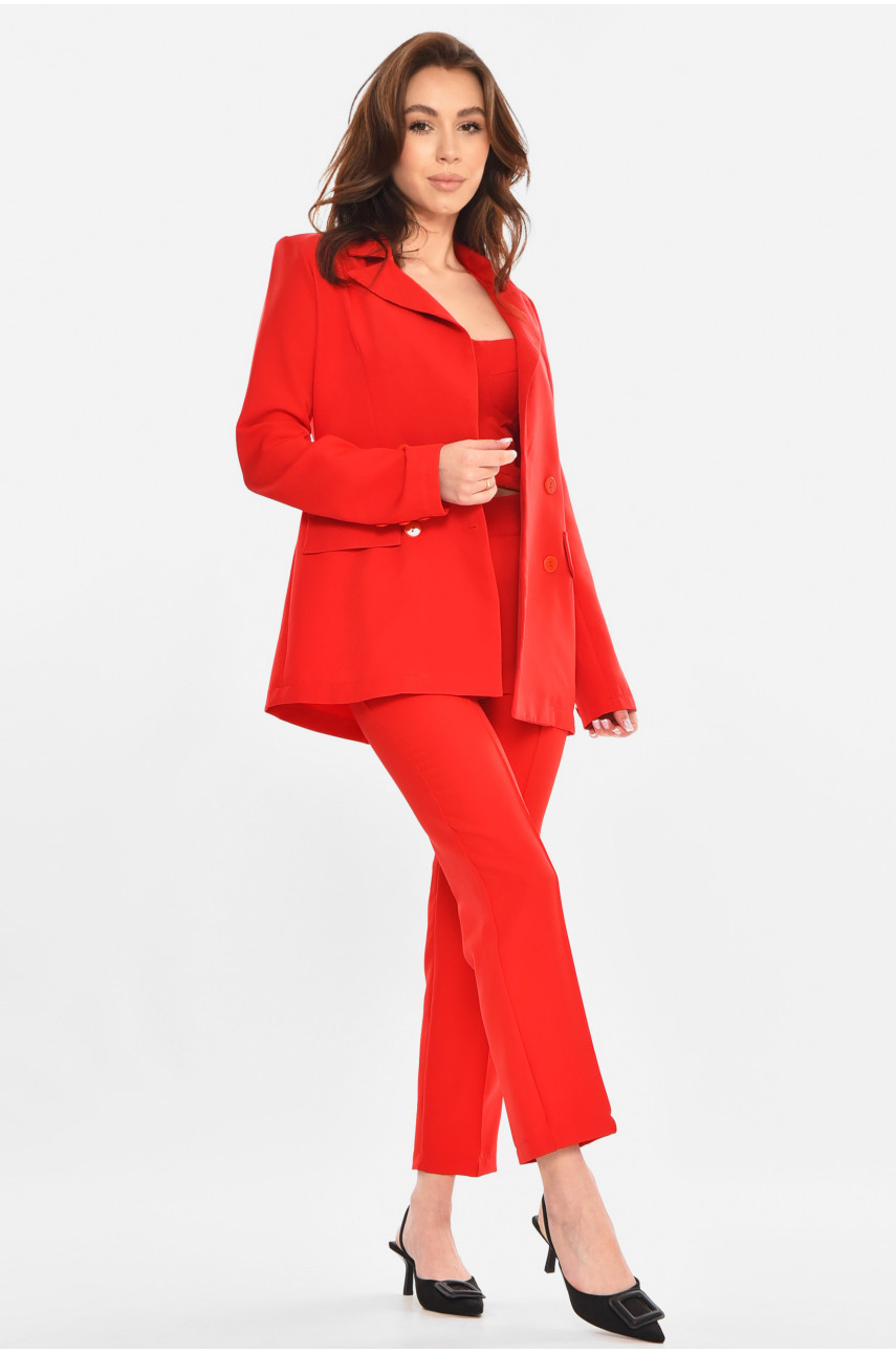 Костюм женский тройка однотонный красного цвета 212589