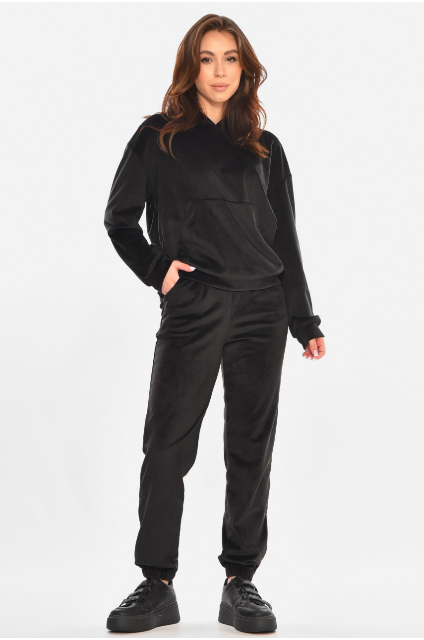 Спортивний костюм жіночий велюровий чорного кольору 212597