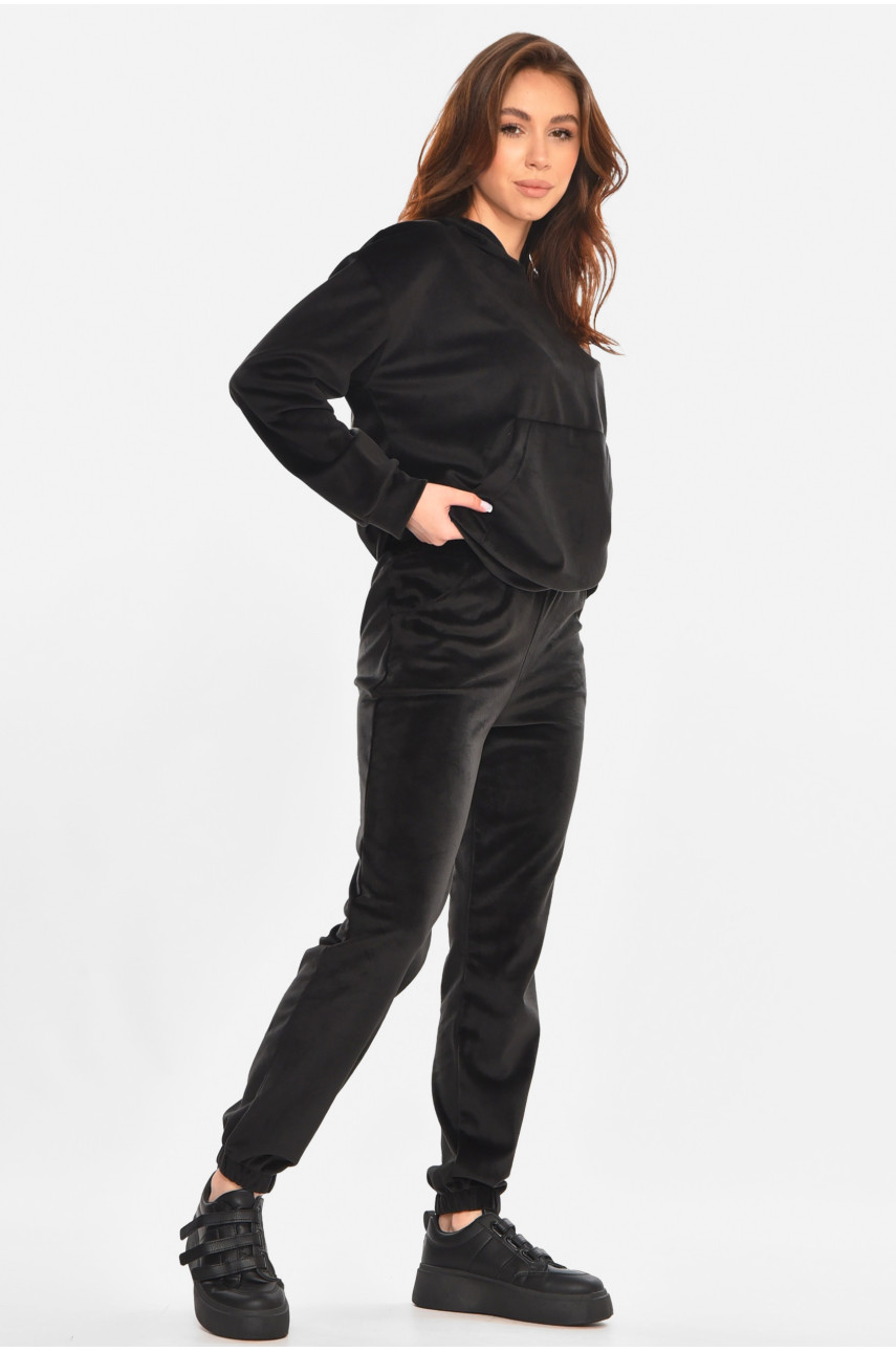 Спортивний костюм жіночий велюровий чорного кольору 212597
