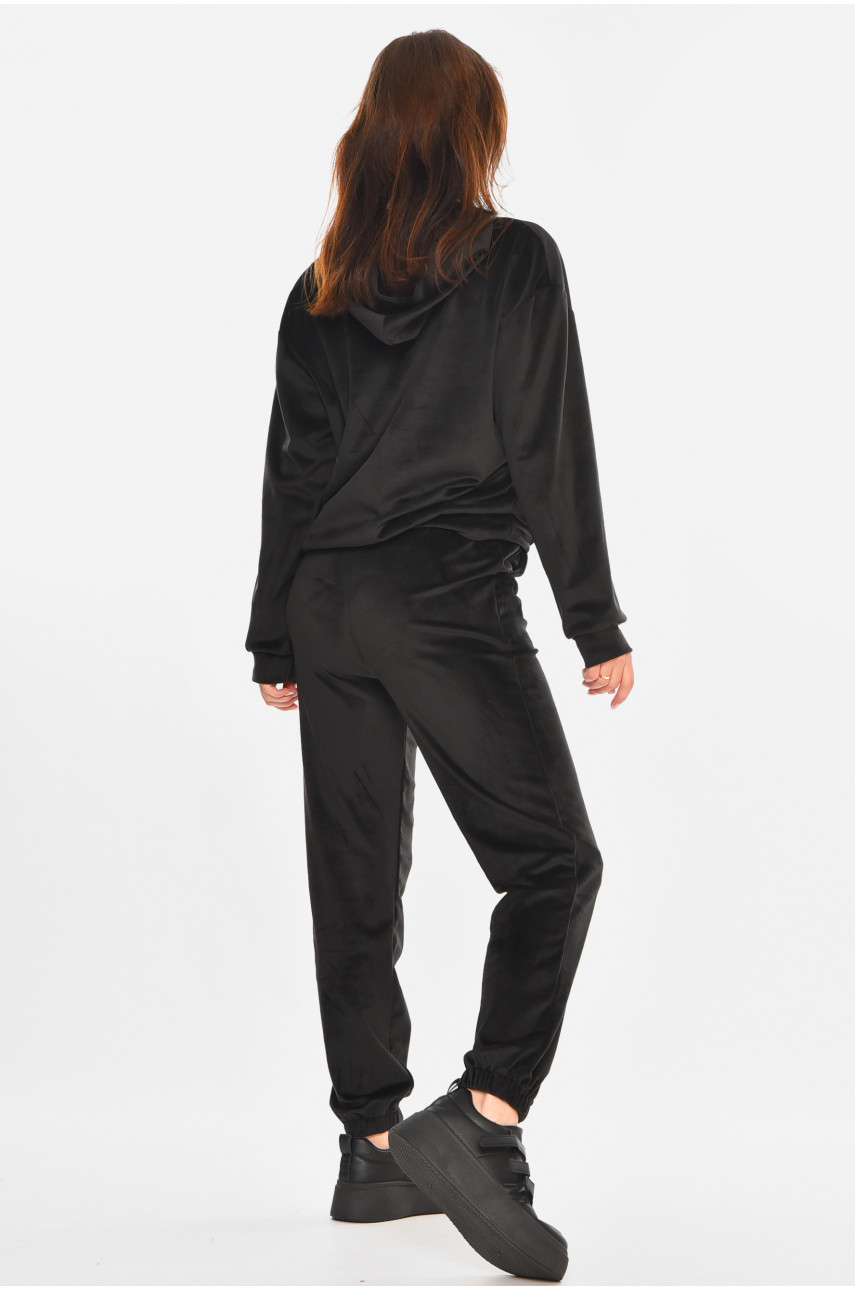 Спортивний костюм жіночий велюровий чорного кольору 212597