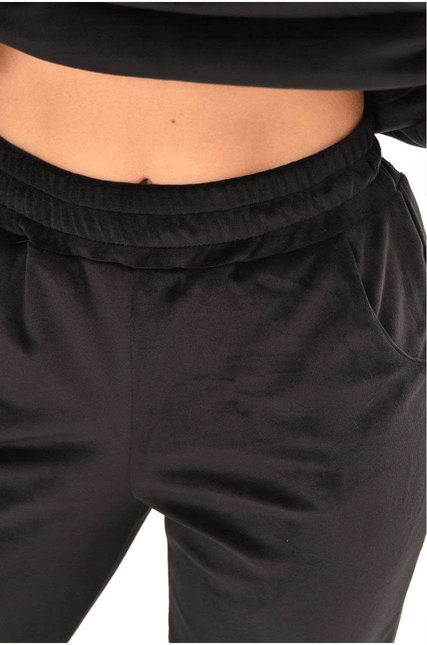 Спортивний костюм жіночий велюровий чорного кольору 212597