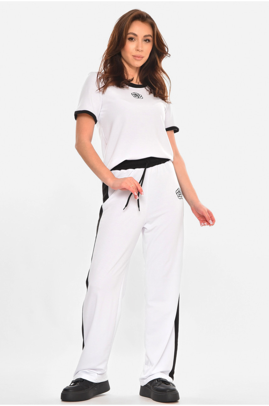 Спортивний жіночий костюм білого кольору з принтом 604 212599