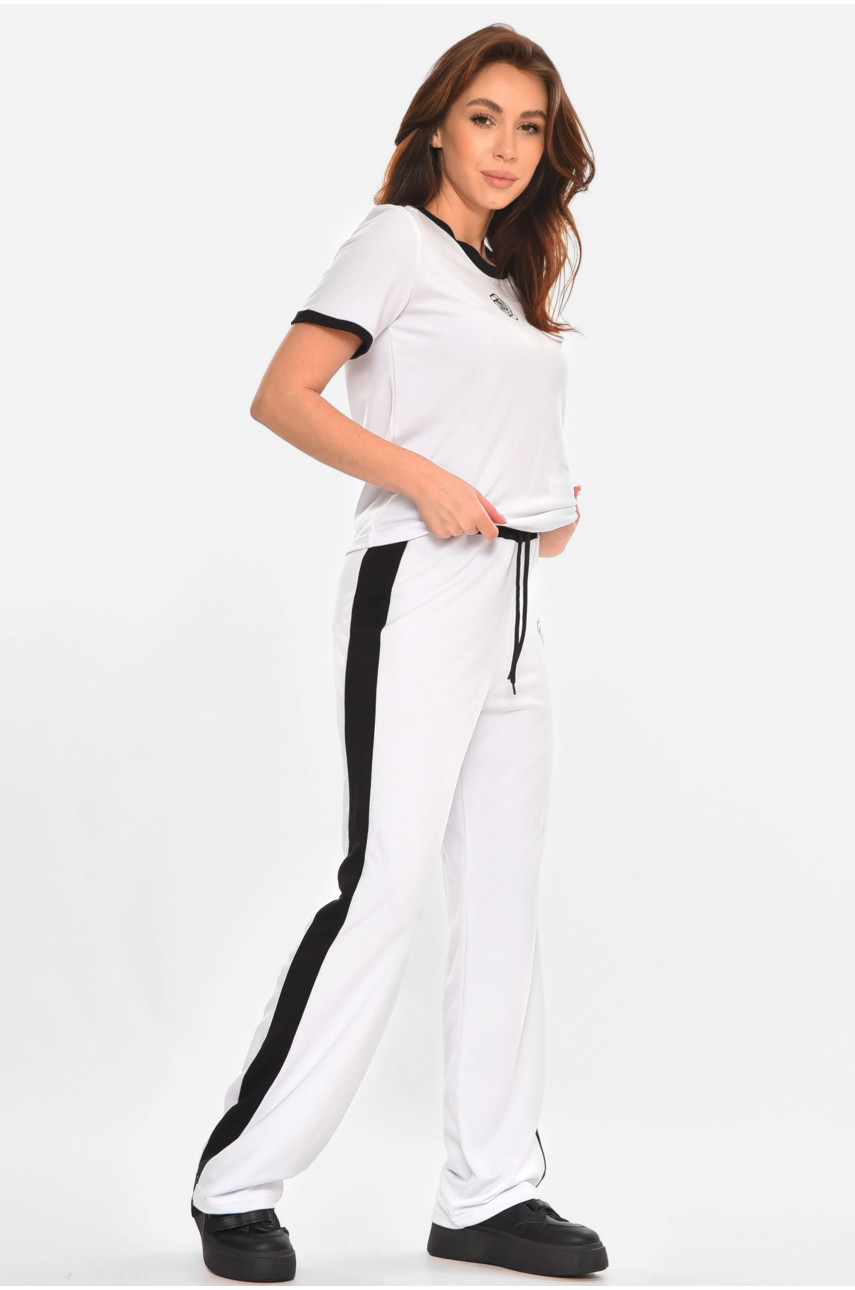 Спортивний жіночий костюм білого кольору з принтом 604 212599