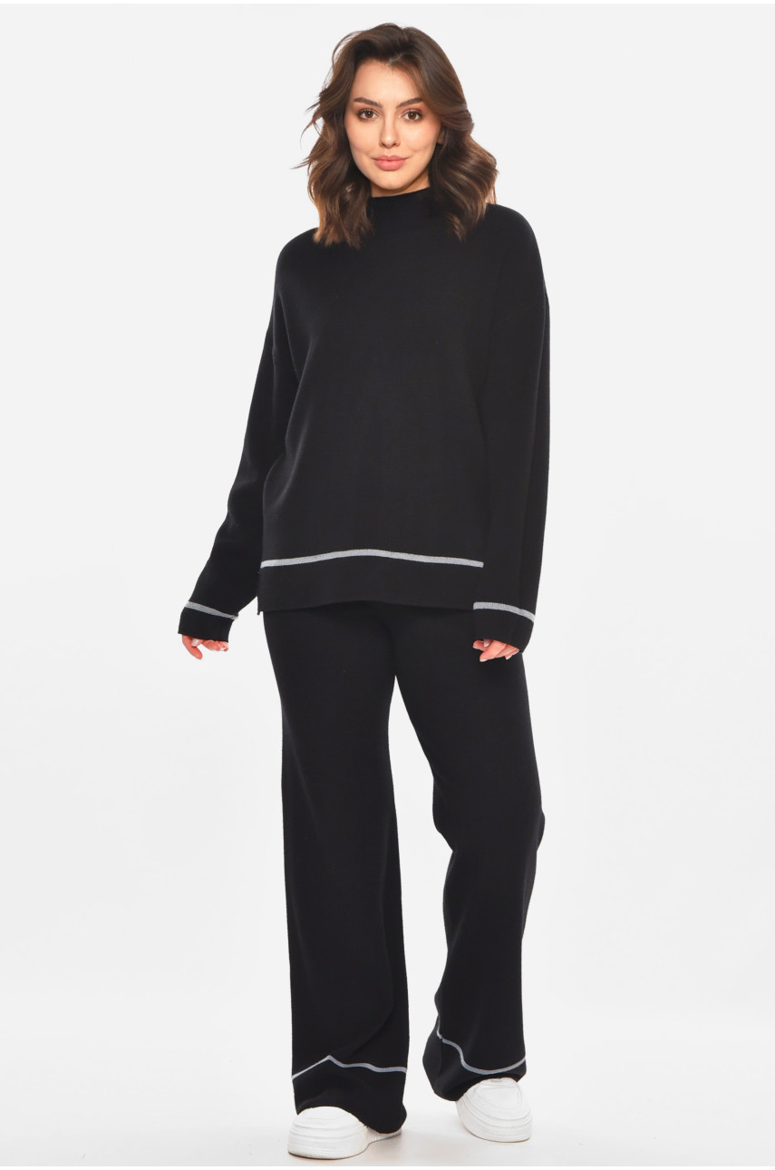 Костюм женский однотонный кашемировый черного цвета 212600