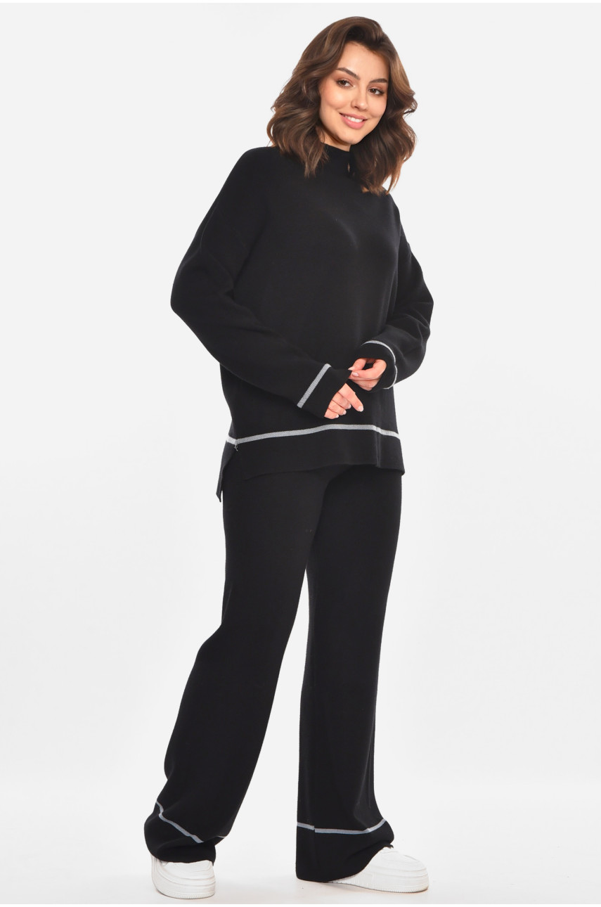 Костюм женский однотонный кашемировый черного цвета 212600