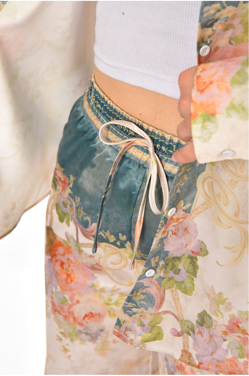 Костюм женский бежевого цвета с принтом 212607