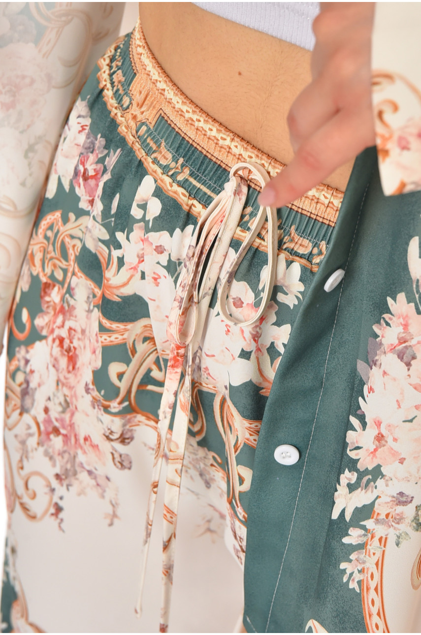 Костюм женский бежевого цвета с принтом 212608