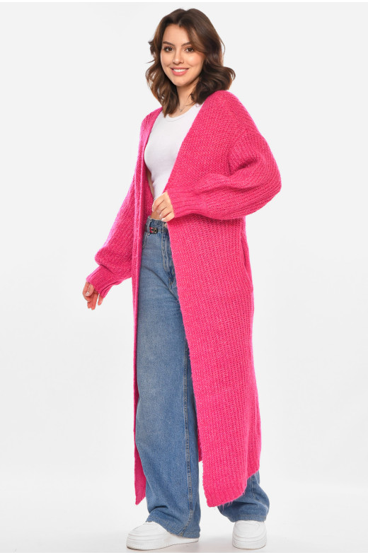 Кардиган женский удлиненный розового цвета 212609