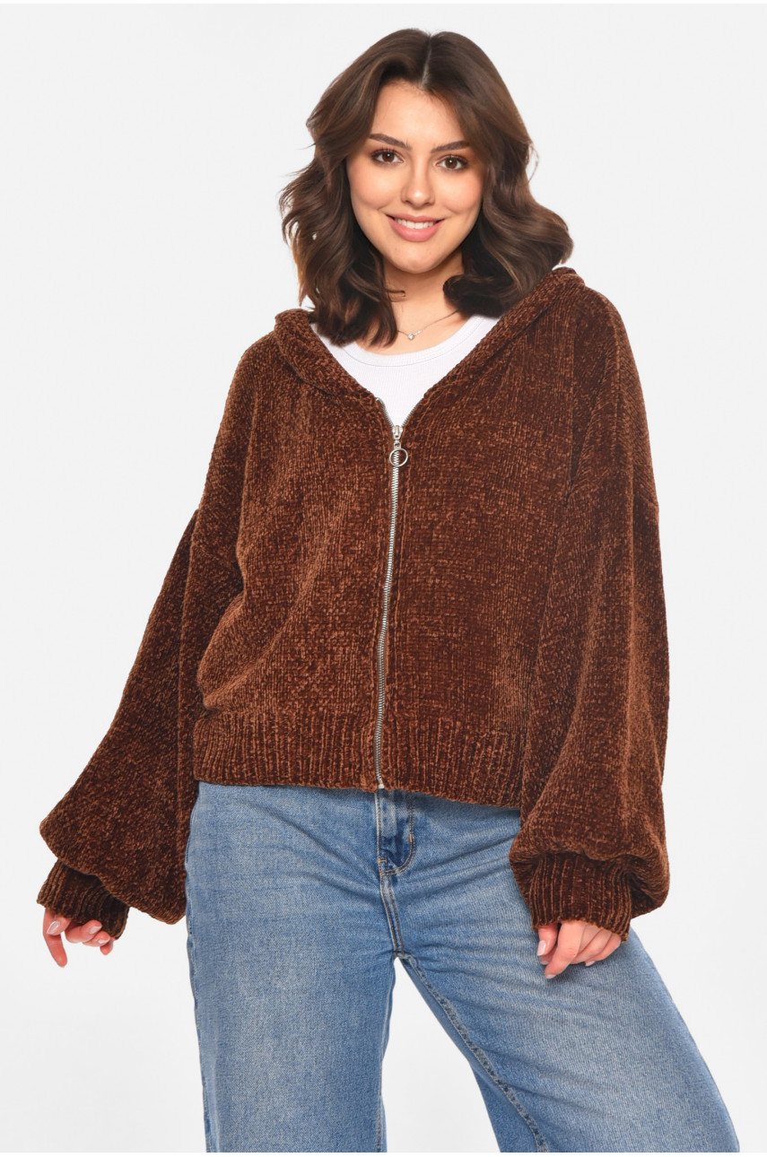 Кофта жіноча однотонна коричневого кольору 212611