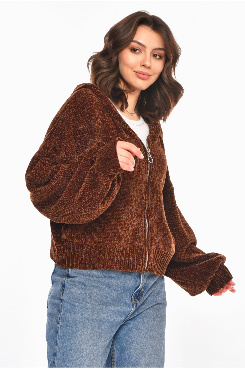 Кофта жіноча однотонна коричневого кольору 212611