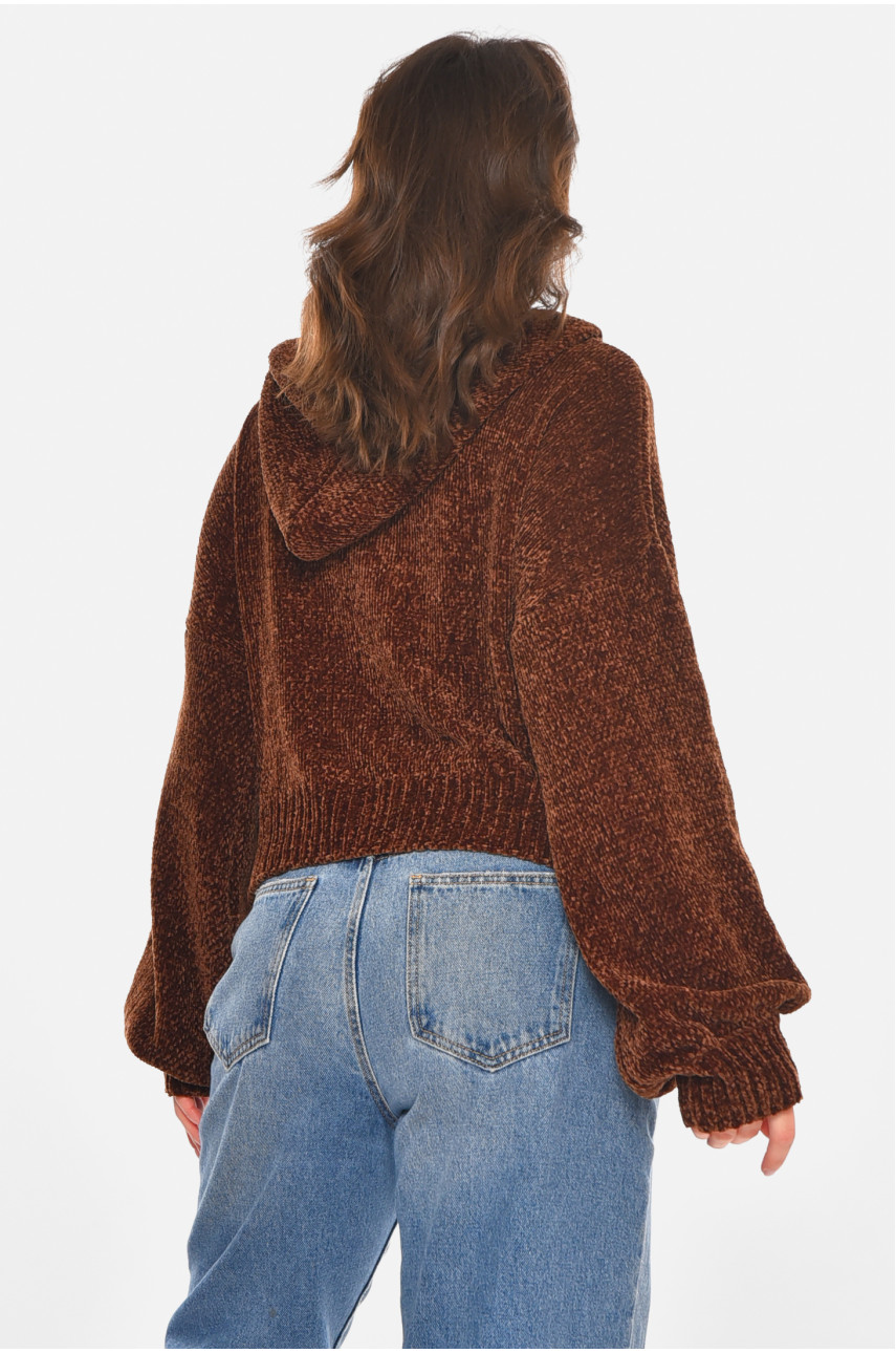 Кофта жіноча однотонна коричневого кольору 212611