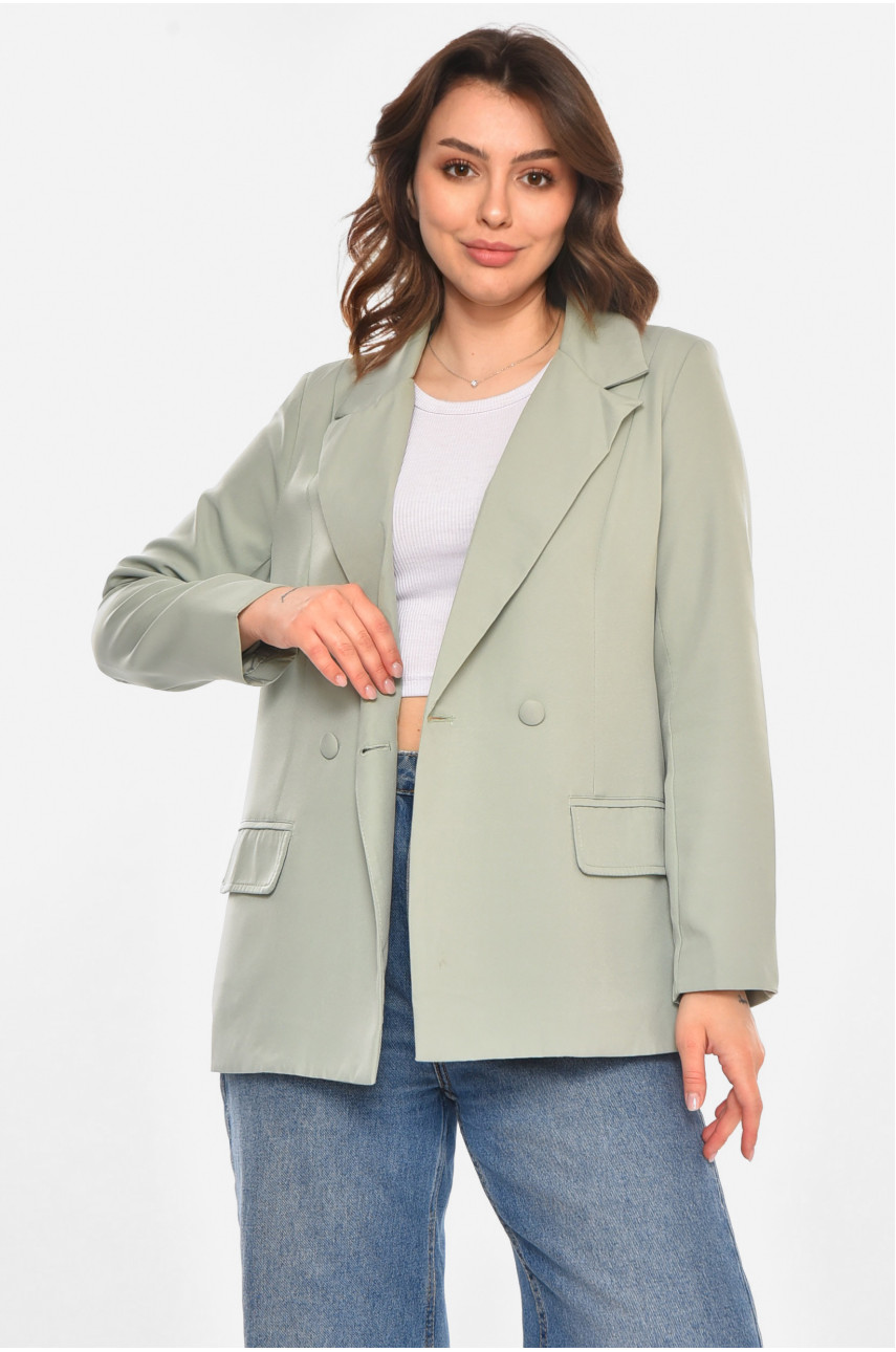Пиджак женский однотонный серого цвета 212615