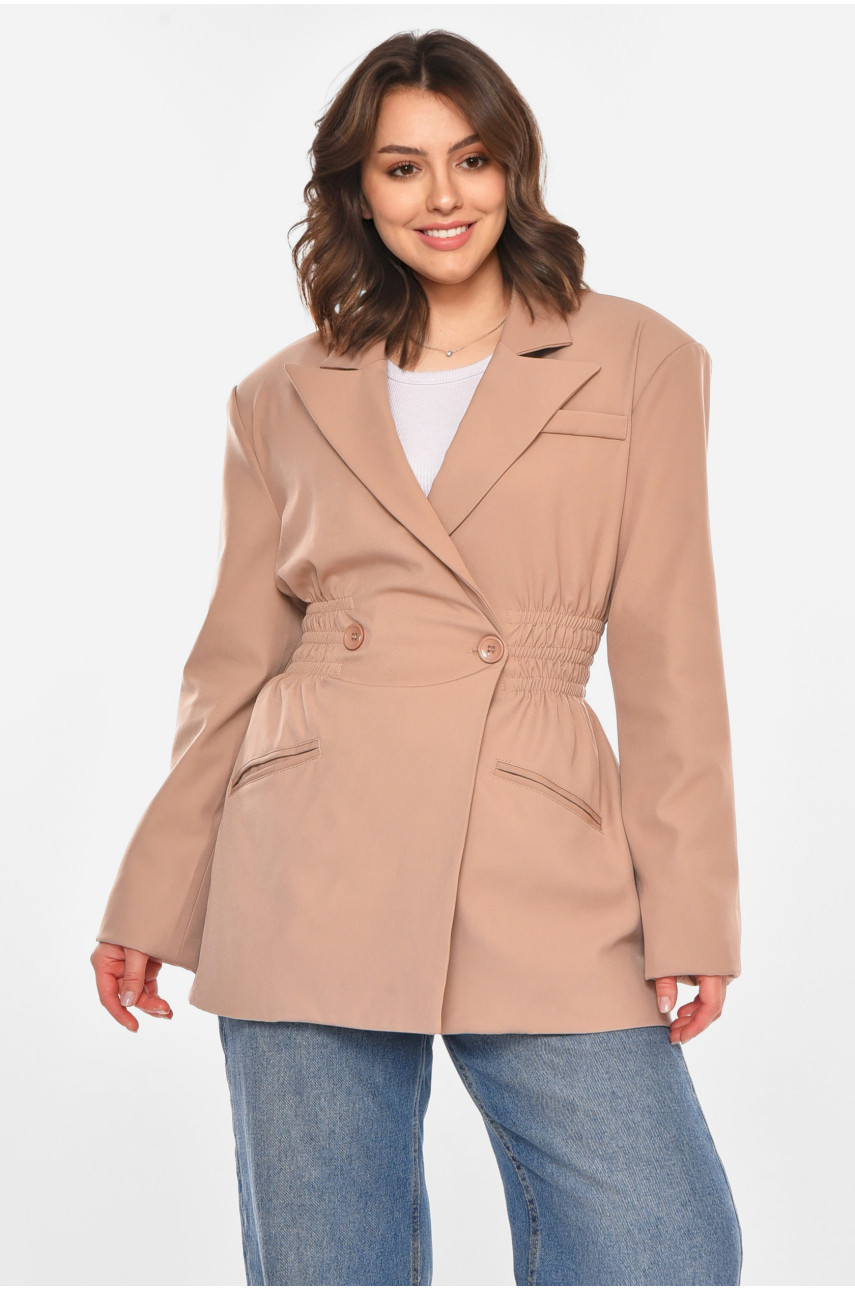 Пиджак женский однотонный цвета мокко 212618