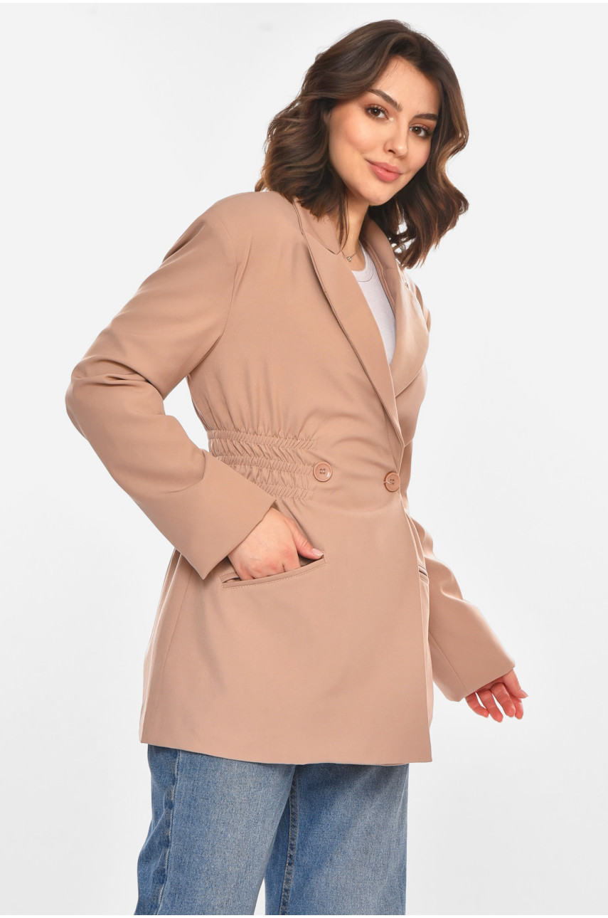 Пиджак женский однотонный цвета мокко 212618