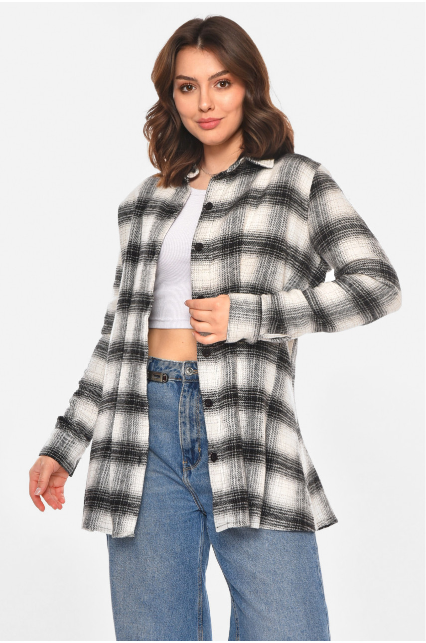 Рубашка женская серого цвета с принтом 212620