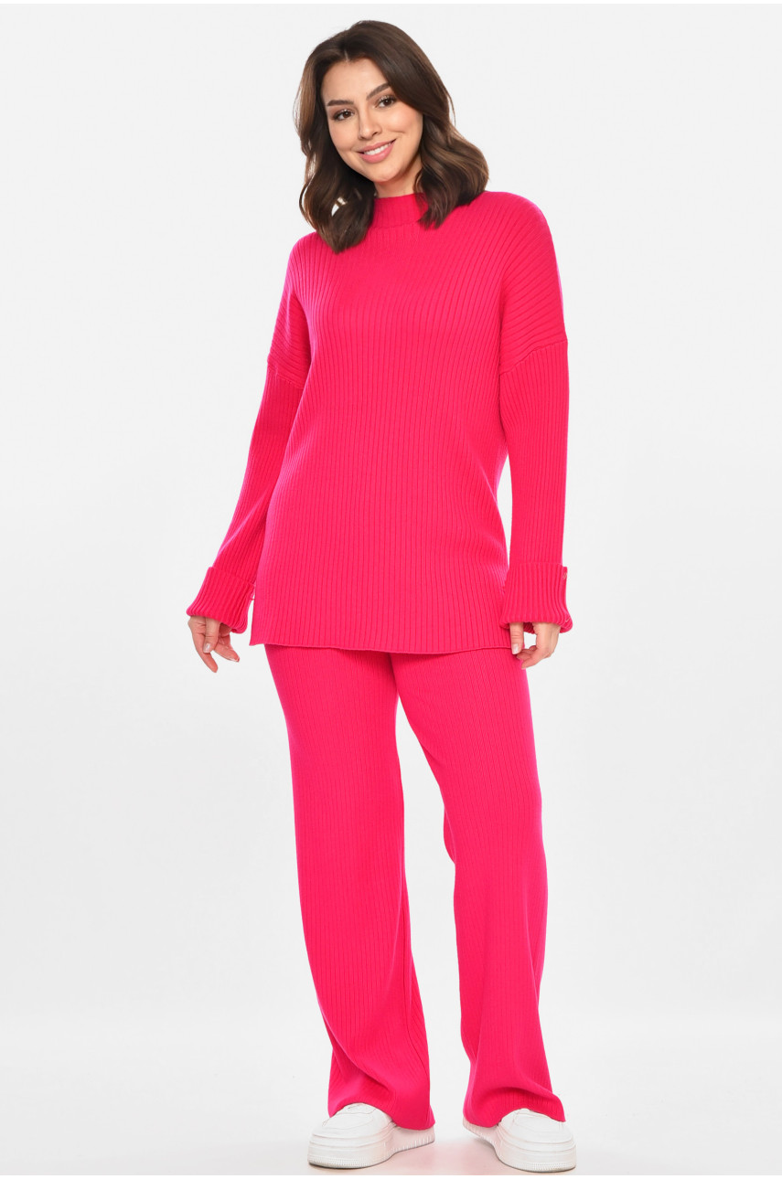 Костюм женский однотонный кашемировый малинового цвета 212624