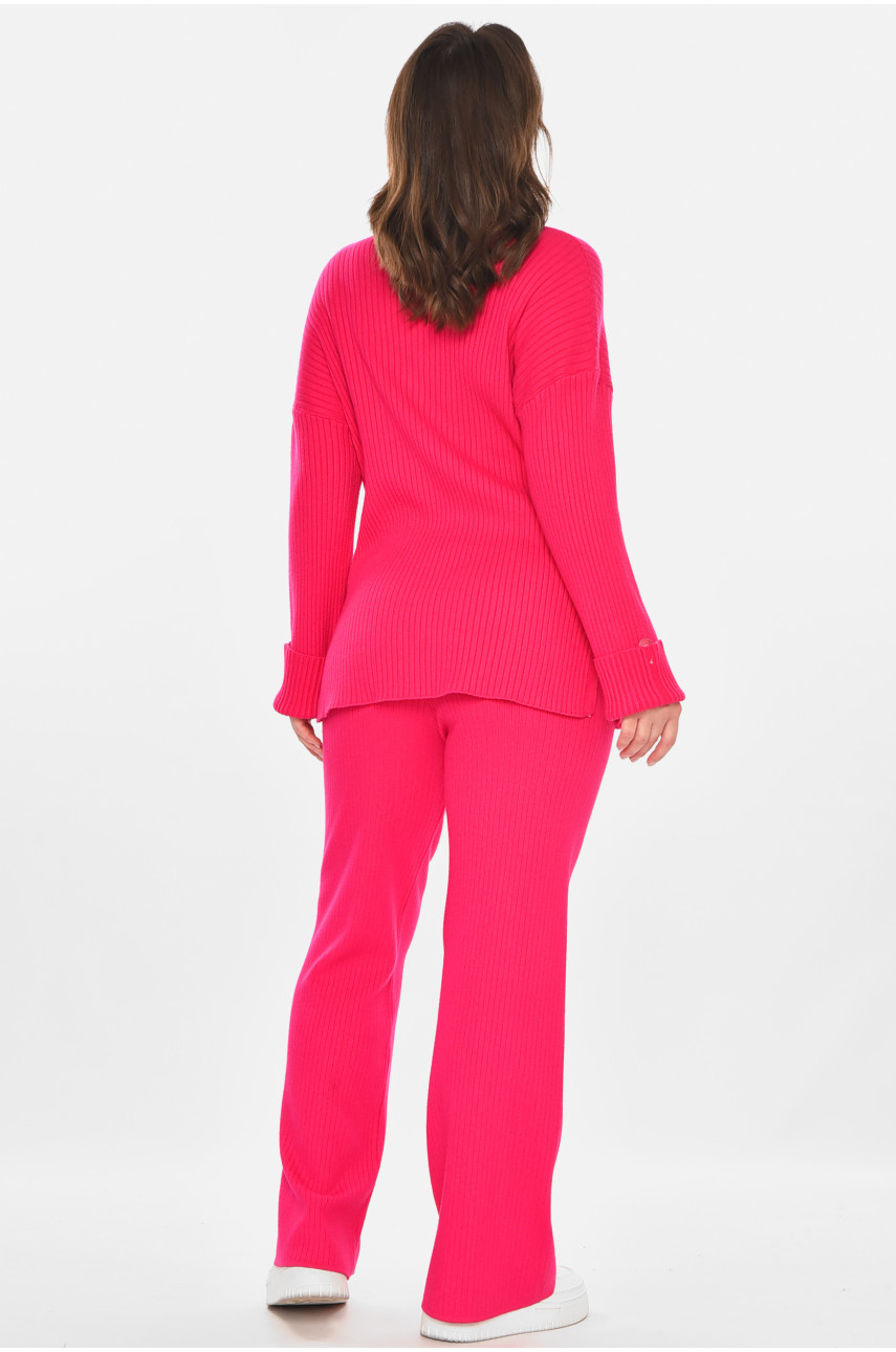 Костюм женский однотонный кашемировый малинового цвета 212624