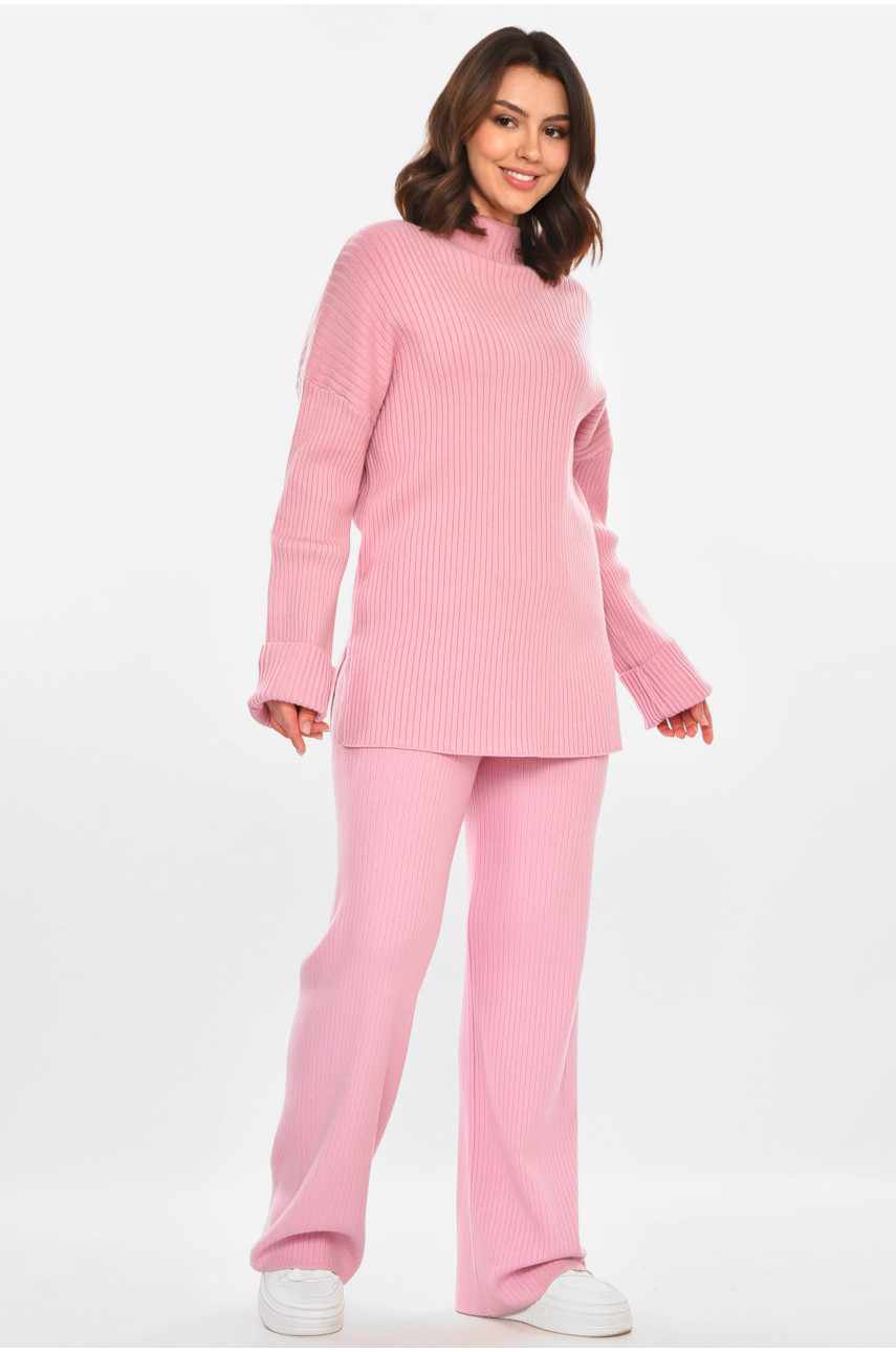 Костюм женский однотонный кашемировый пудрового цвета 212629