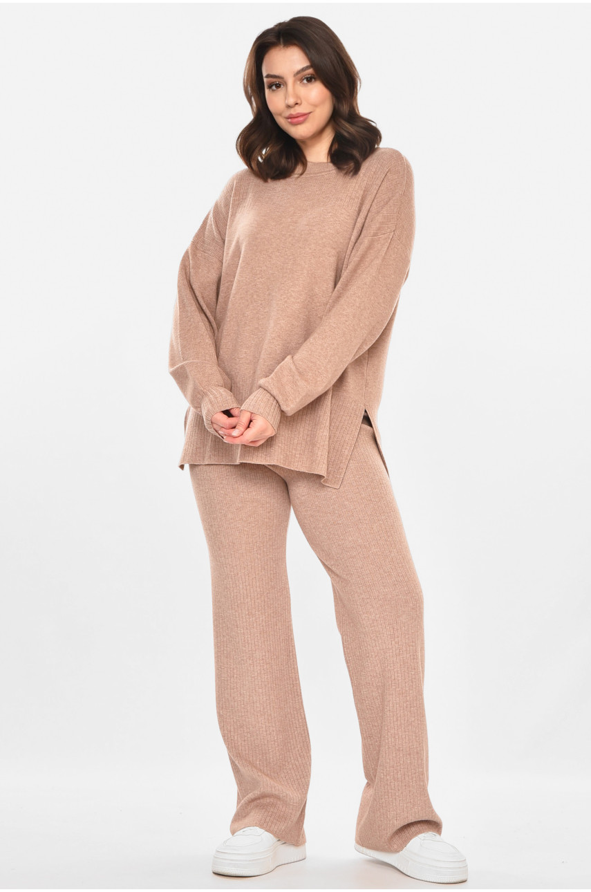 Костюм женский однотонный кашемировый бежевого цвета 212632