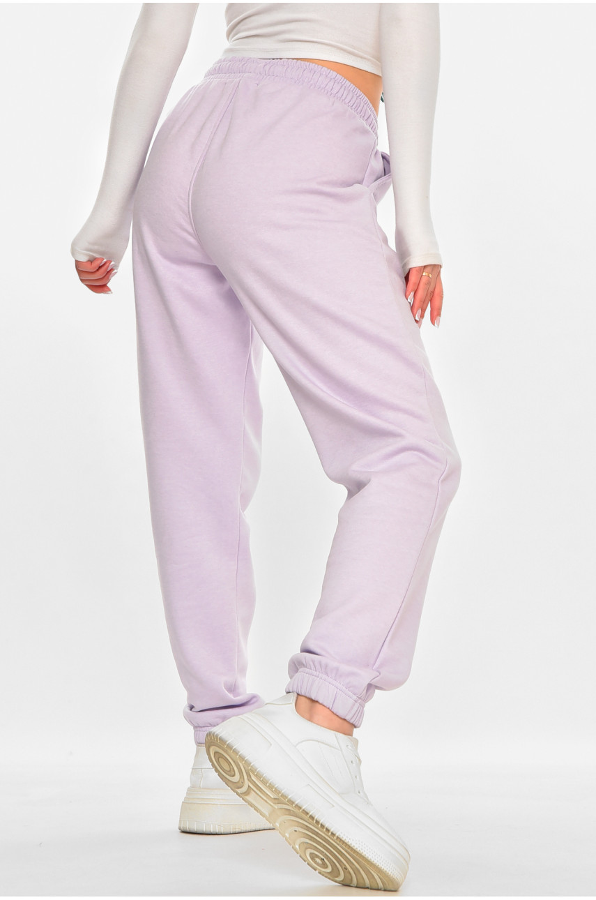 Спортивні штани жіночі на флісі бузкового кольору 212635