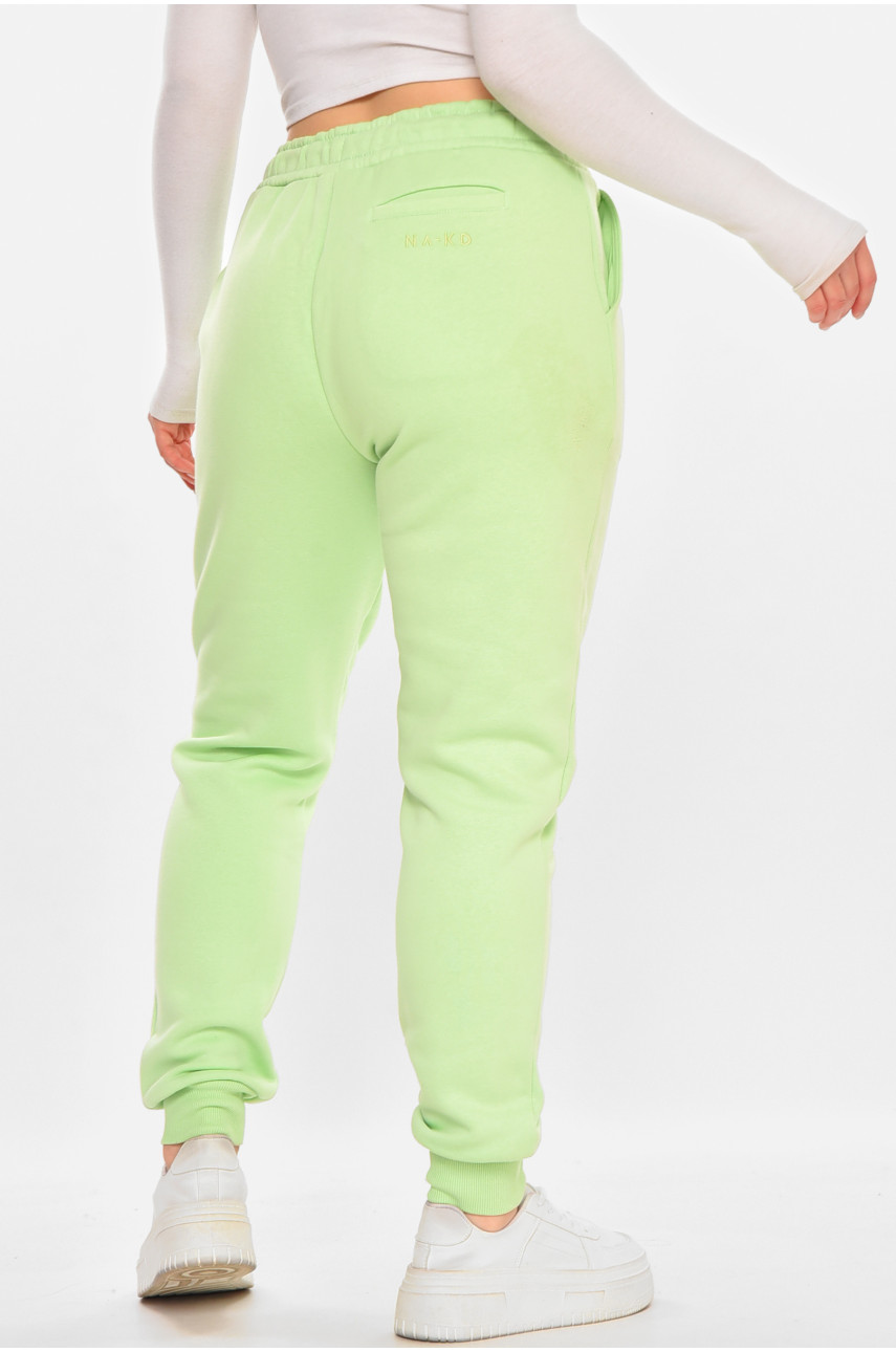Спортивные штаны женские на флисе салатового цвета 212638