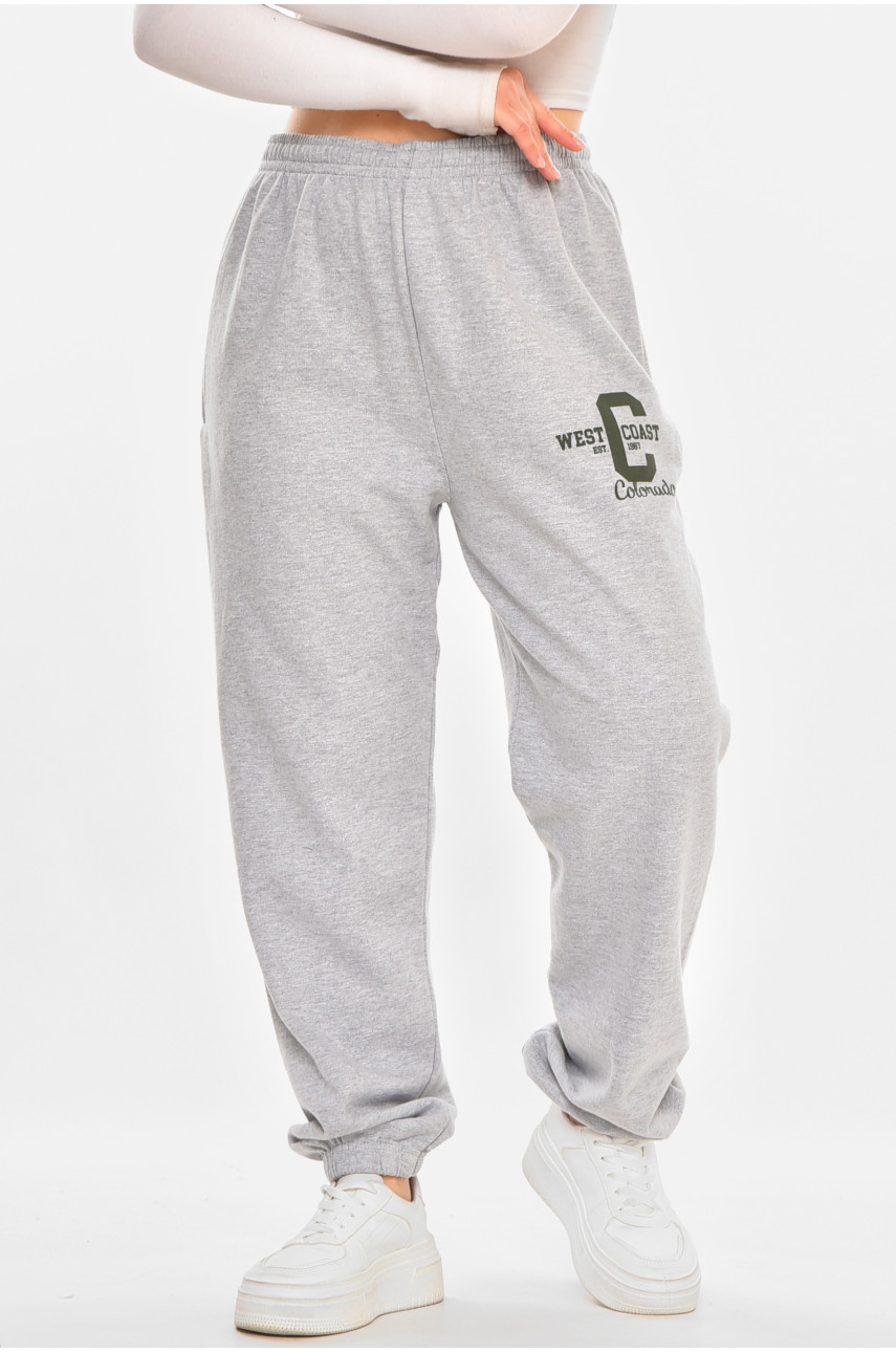 Спортивні жіночі штани на флісі сірого кольору 212639