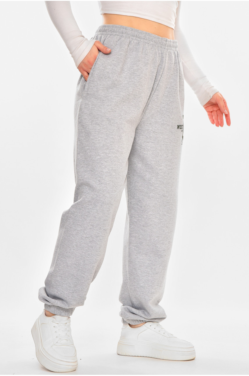 Спортивні жіночі штани на флісі сірого кольору 212639