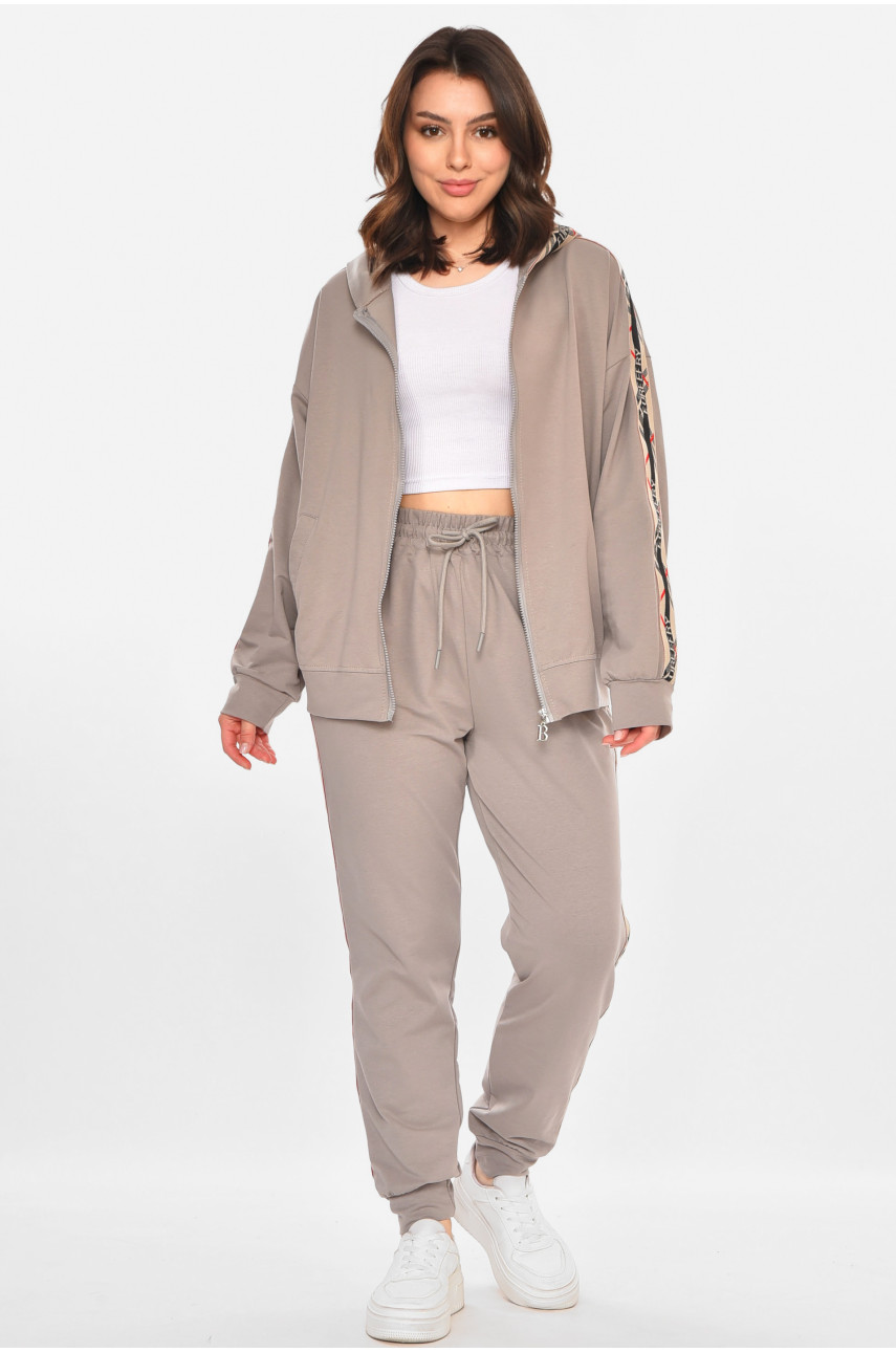 Спортивный костюм женский серого цвета с принтом T-380 212655