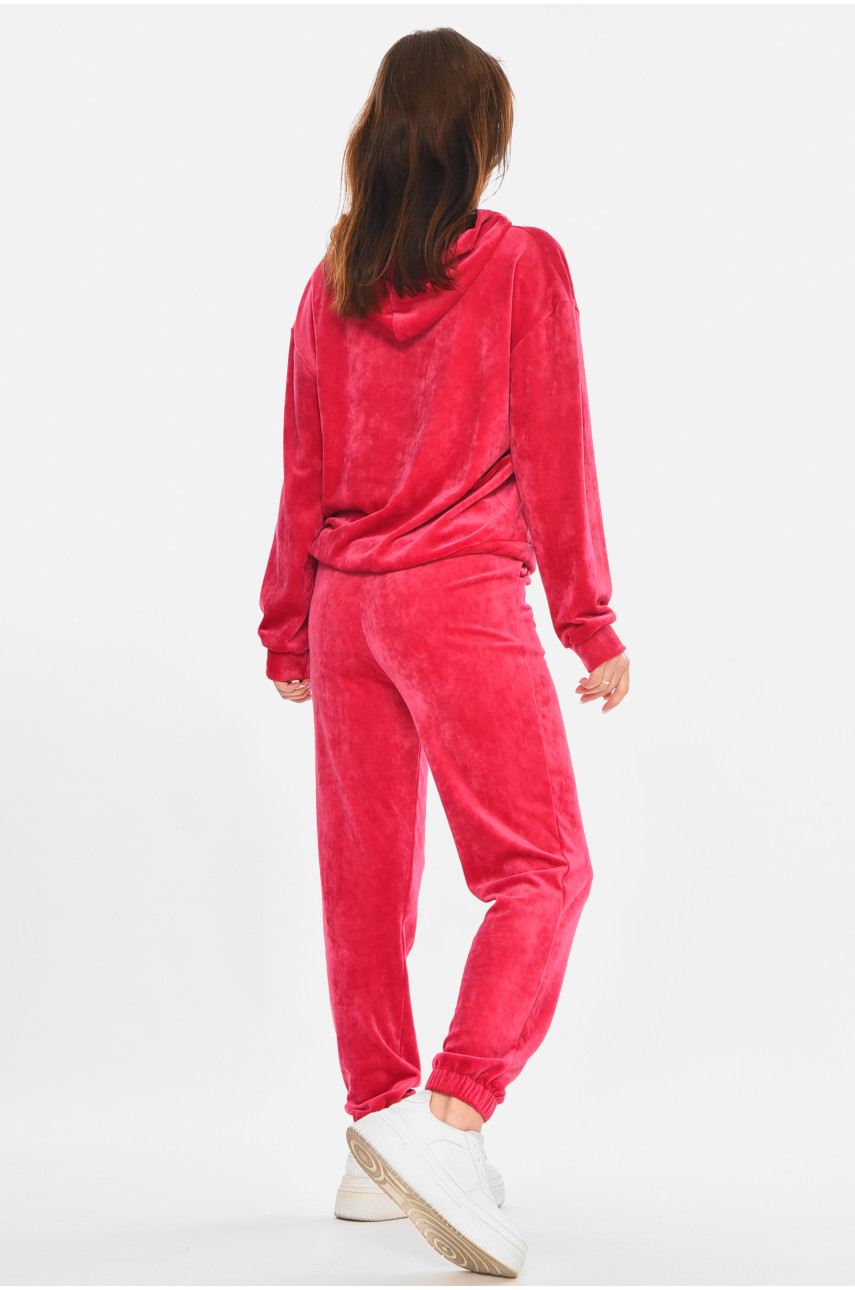 Спортивний костюм жіночий велюровий малинового кольору 212662