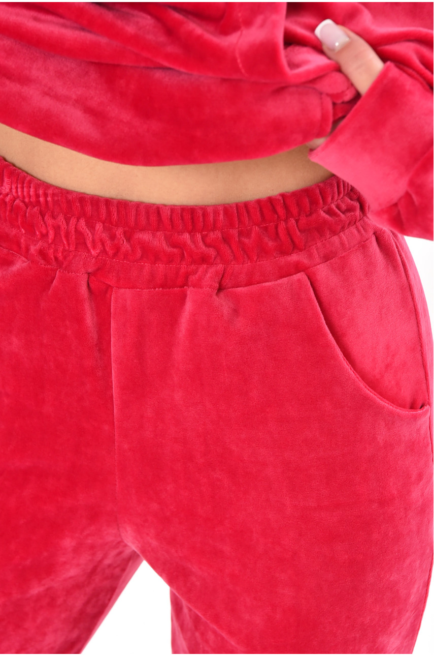 Спортивний костюм жіночий велюровий малинового кольору 212662