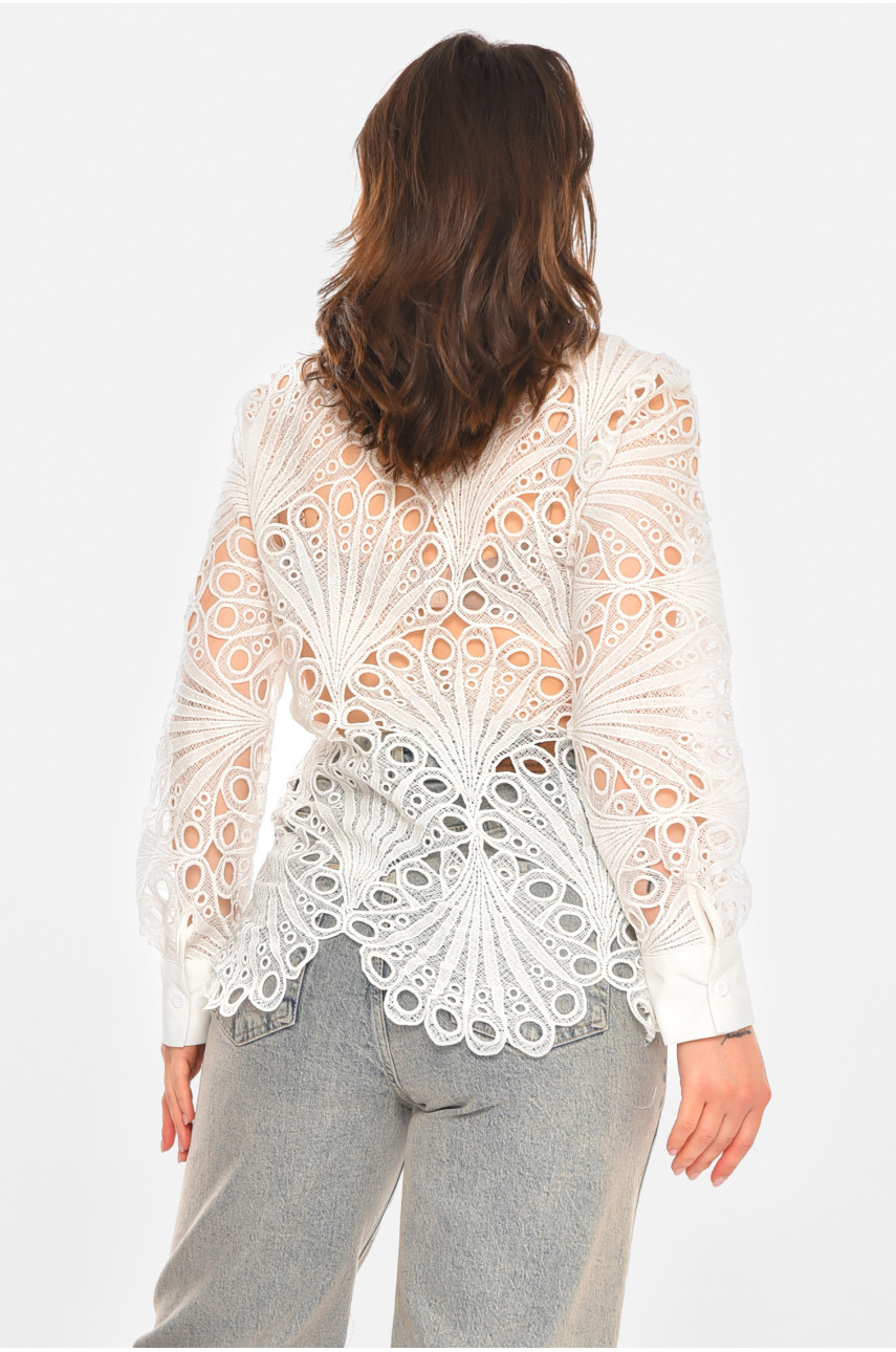 Рубашка женская однотонная белого цвета 212672 Рубашка женская однотонная белого цвета 212672