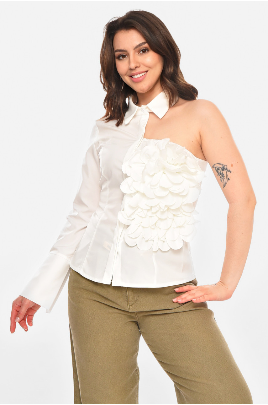 Сорочка жіноча однотонна білого кольору 212675