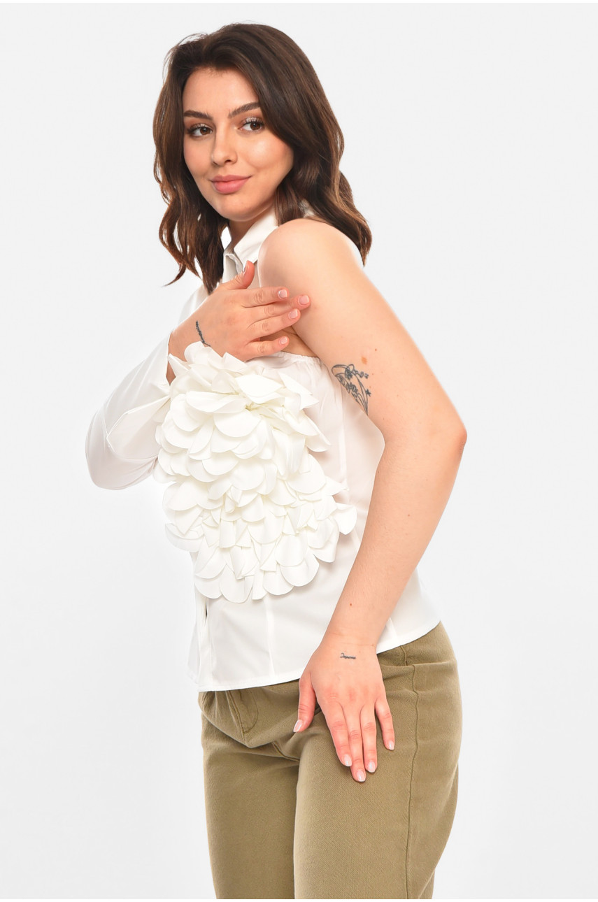 Сорочка жіноча однотонна білого кольору 212675