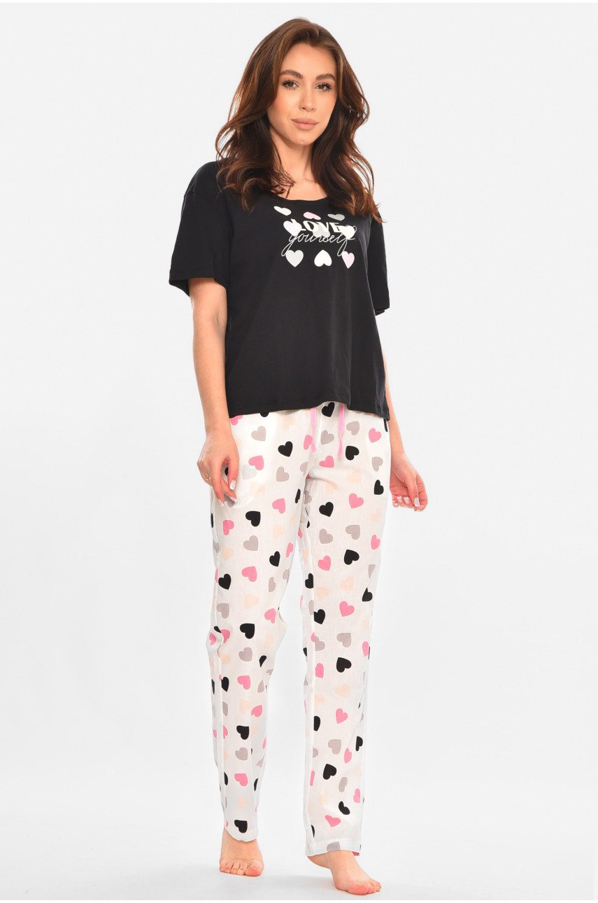 Піжама жіноча чорно-білого кольору 212679