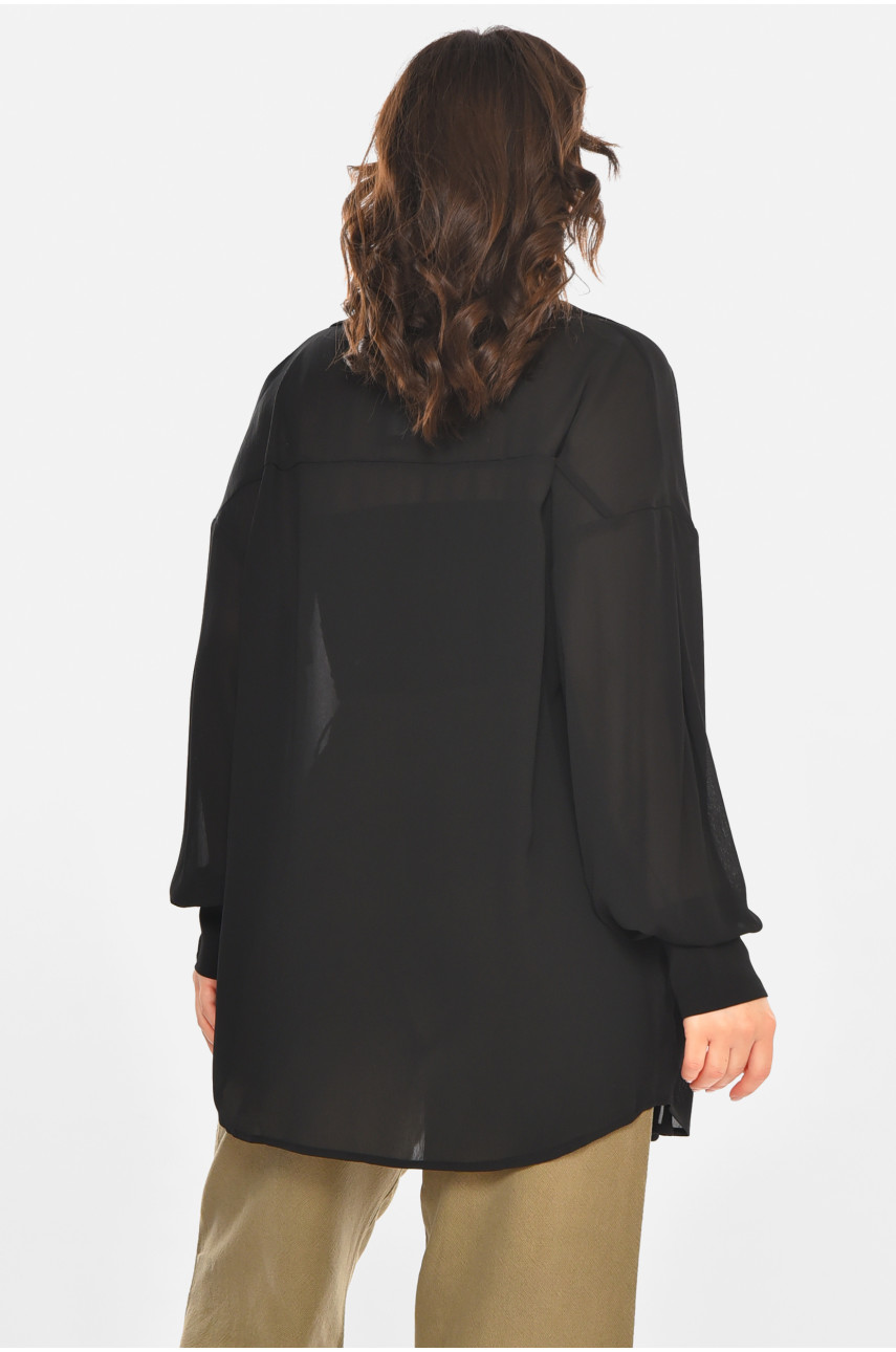 Сорочка жіноча однотонна чорного кольору 212680