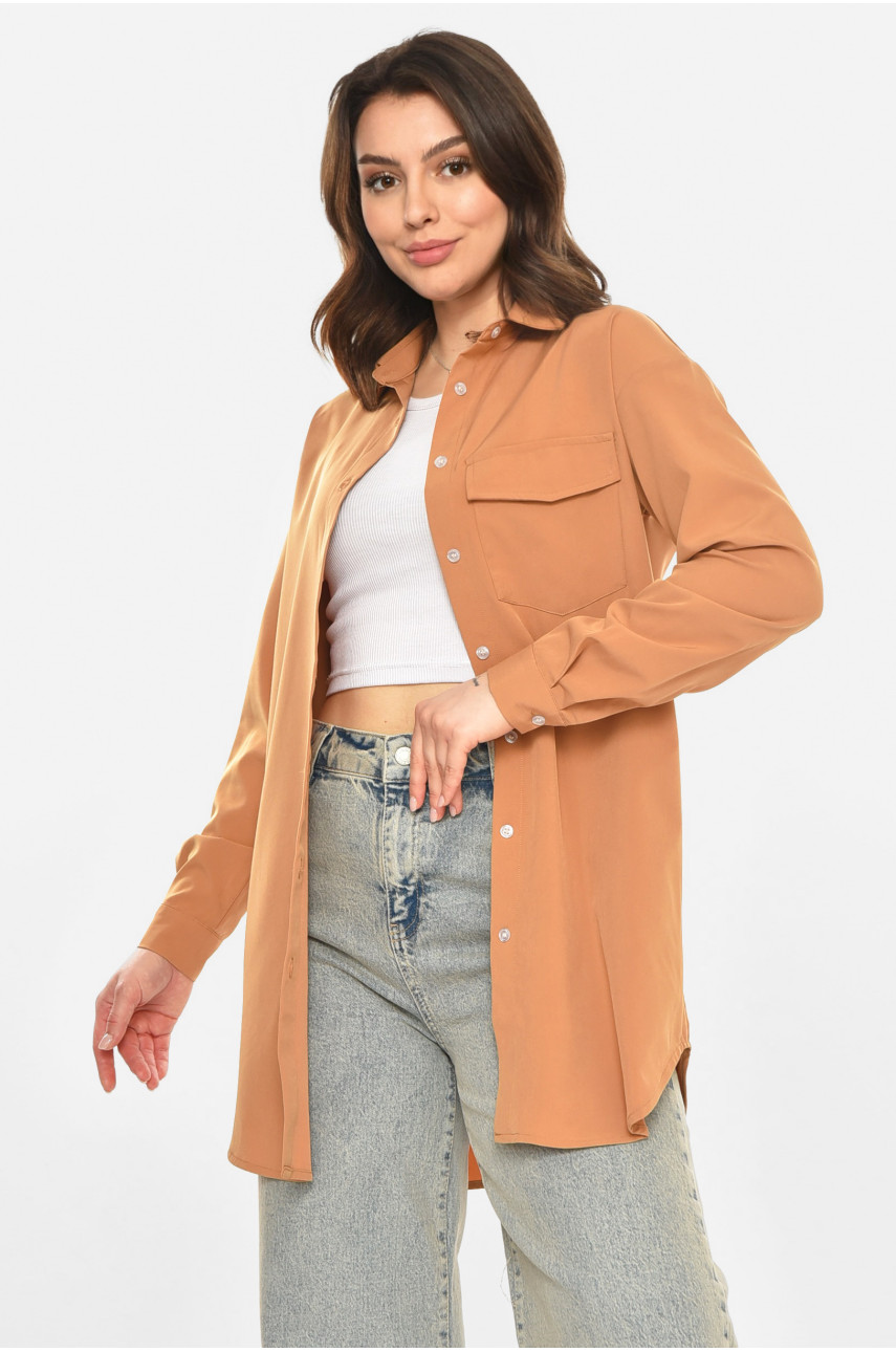 Сорочка жіноча однотонна світло-коричневого кольору 212683