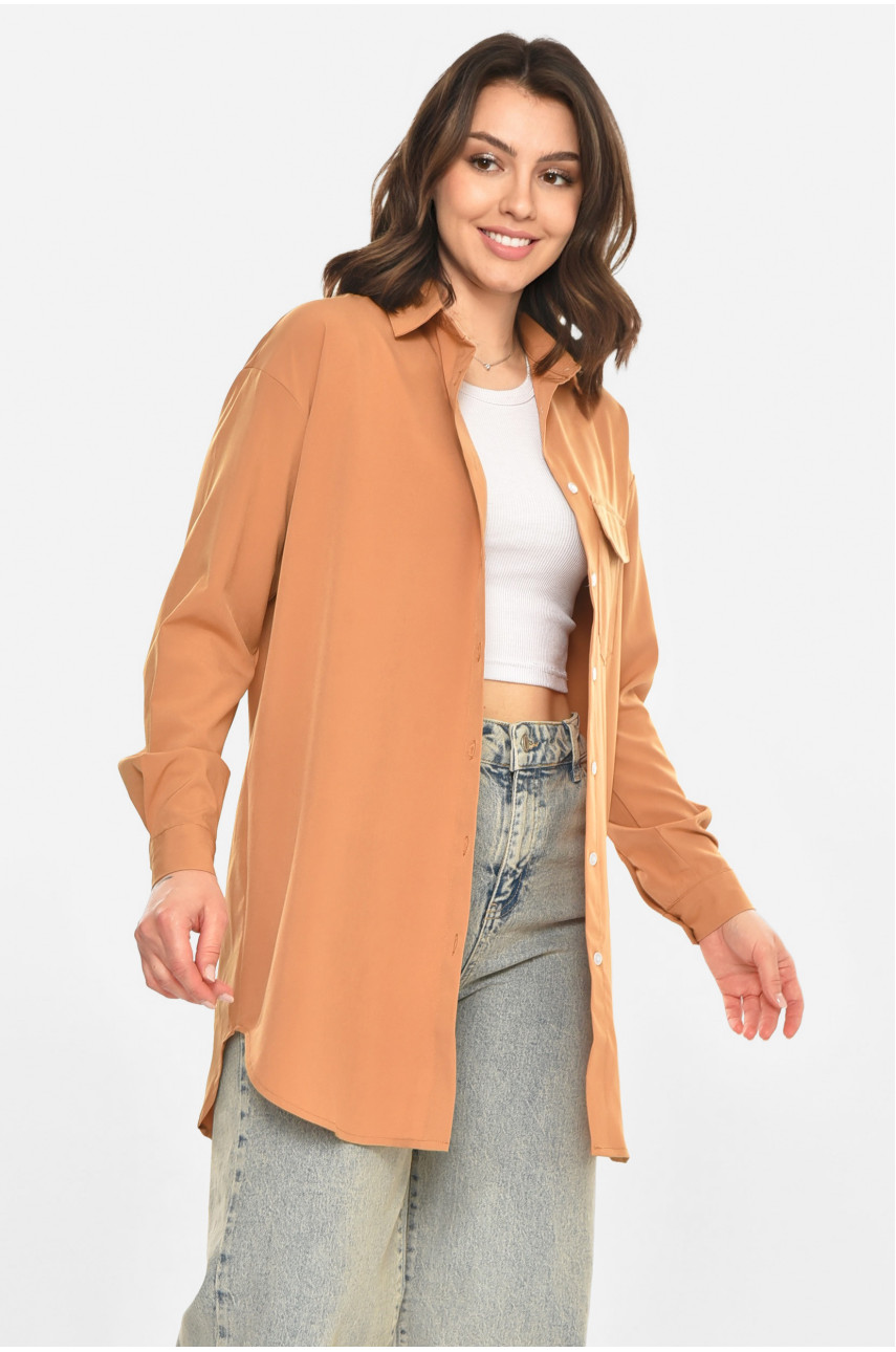 Сорочка жіноча однотонна світло-коричневого кольору 212683