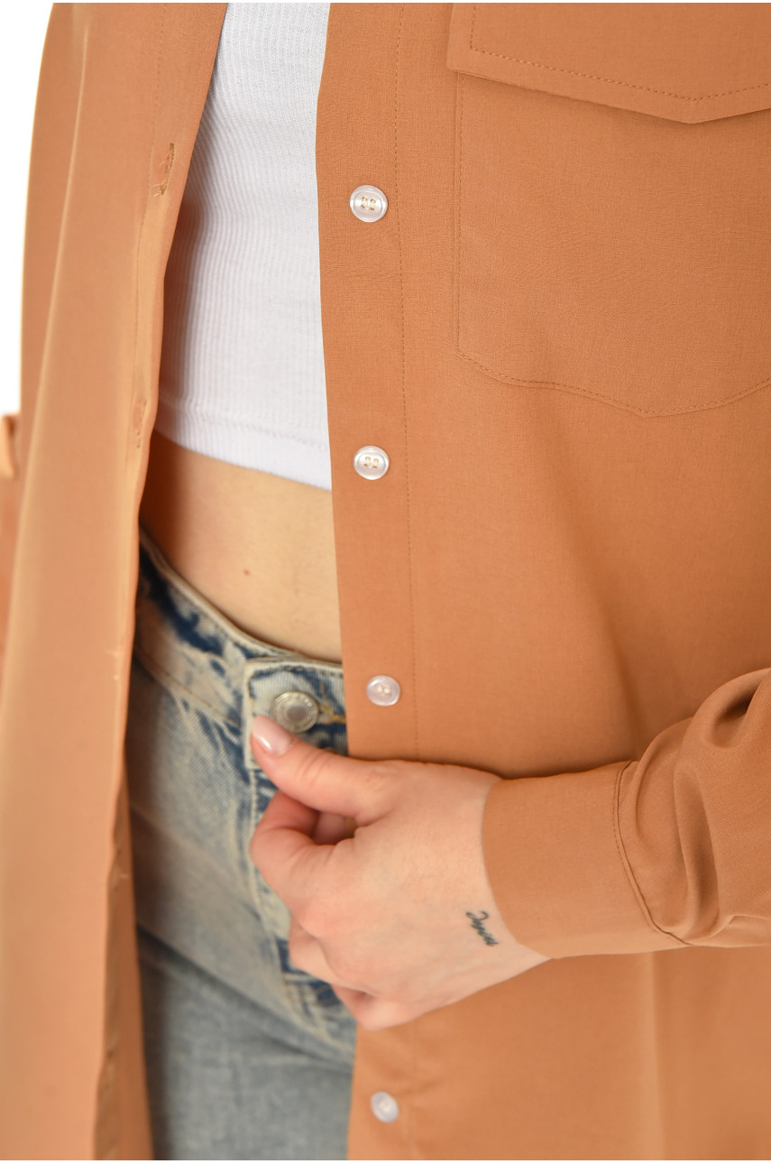 Сорочка жіноча однотонна світло-коричневого кольору 212683