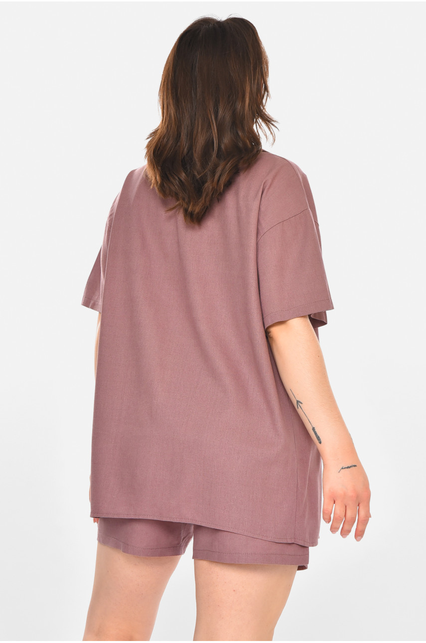 Костюм женский однотонный коричневого цвета 212696