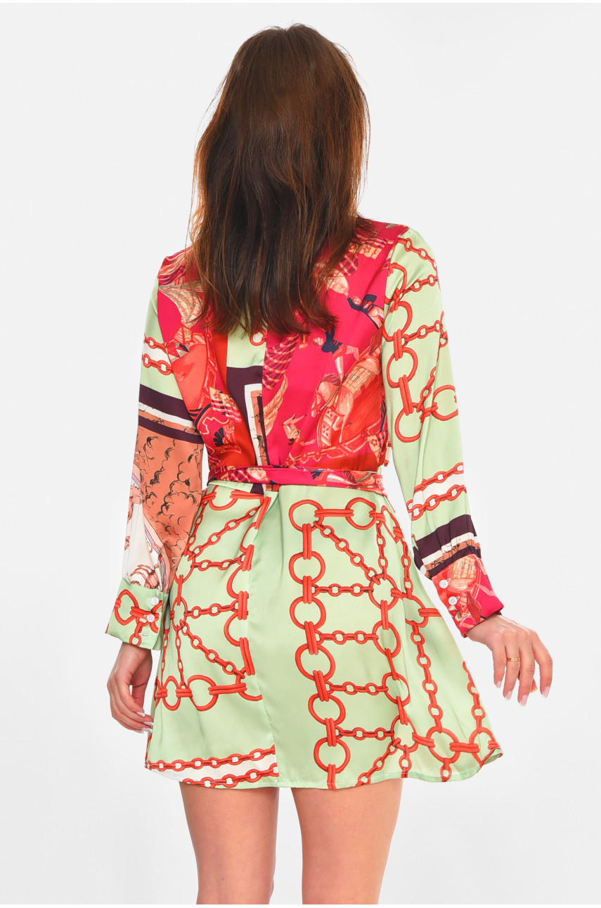 Платье женское зеленого цвета с принтом 212697