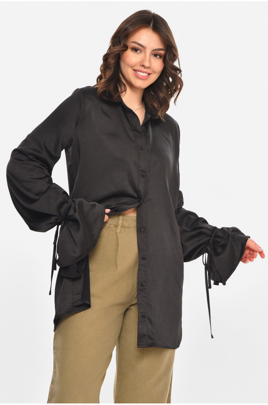Сорочка жіноча однотонна чорного кольору 212699