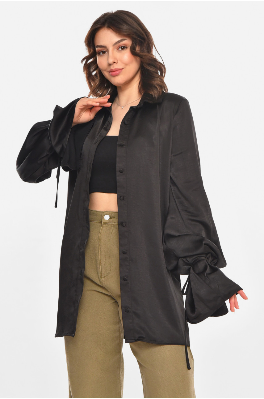 Сорочка жіноча однотонна чорного кольору 212699