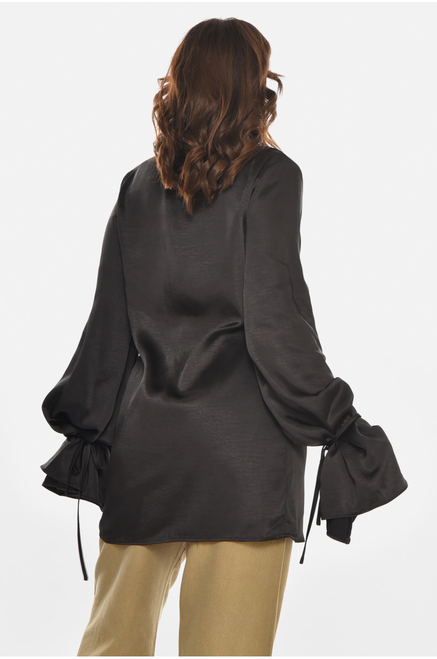 Сорочка жіноча однотонна чорного кольору 212699