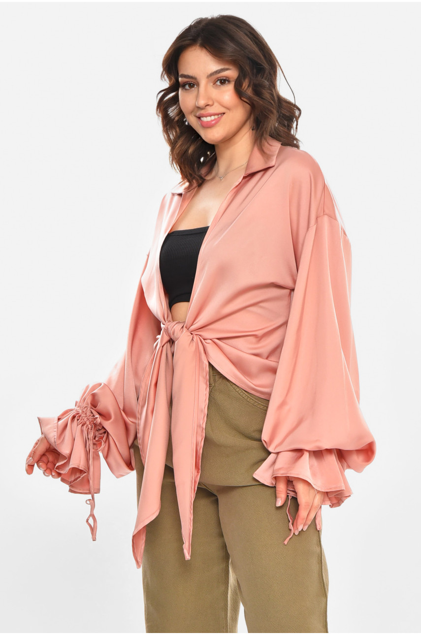 Рубашка женская однотонная пудрового цвета 212700