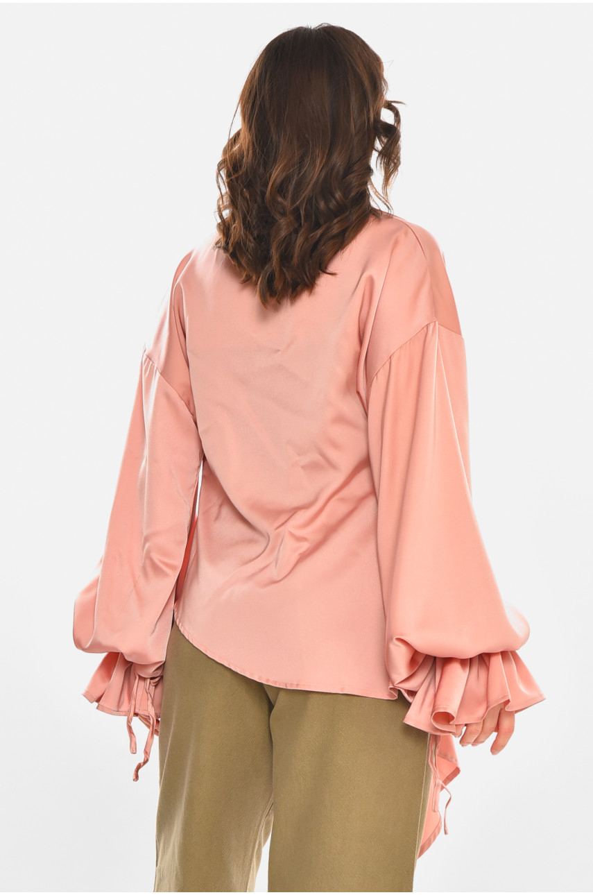 Рубашка женская однотонная пудрового цвета 212700